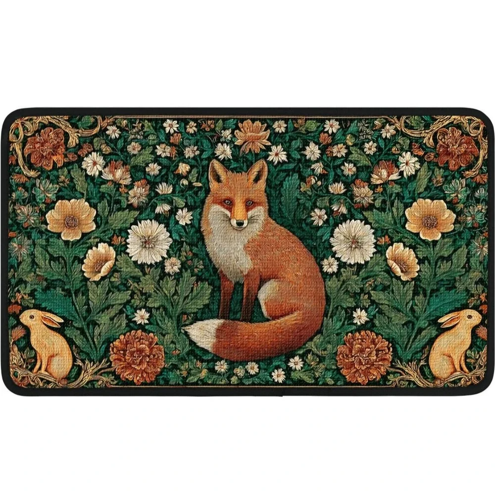 Fox Indoor Outd Door Mat 15x27 Inch Floor Area Rug Entryway Non Slip Washable